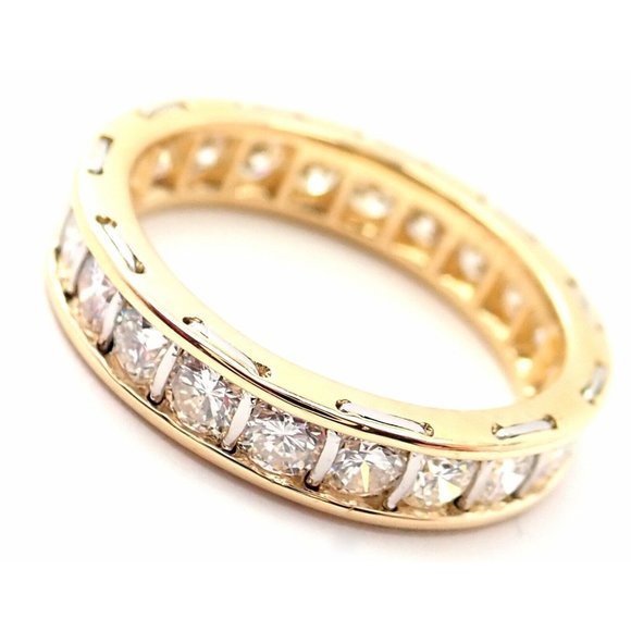 Rare! Vintage Authentic Cartier 18k Yellow Gold Diamond Eternity Band Stack Ring - Picture 3 of 11